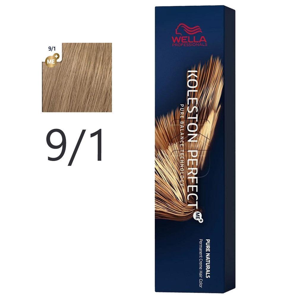 Wella - Crema Permanente Koleston PerfectMe+ 9/1 Rubio Ceniza Muy Claro 60 ml