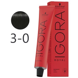 Schwarzkopf - Colorante Permanente Igora Royal 3-0 Naturale Marrone Scuro 60 ml