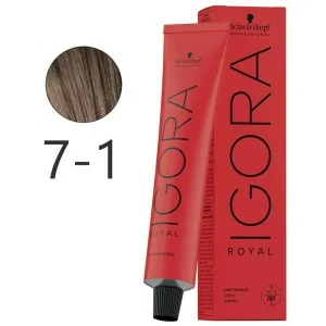 Schwarzkopf - Colorant Permanent Igora Royal 7-1 Blonde Cendre Moyenne 60 ml