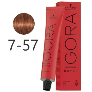 Schwarzkopf - Corante Permanente Igora Royal 7-57 Metade Loiro Cobre Dourado 60 ml