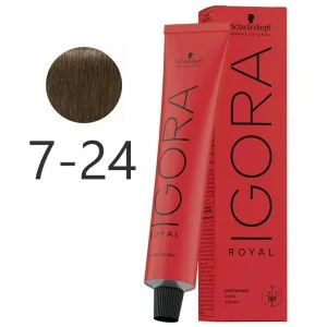 Schwarzkopf - Colorant Permanent Igora Royal 7-24 Blonde Fumée Moyenne Beige 60 ml