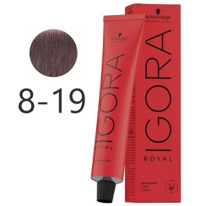 Schwarzkopf - Tintura Permanente Igora Royal 8-19 Biondo Chiaro Viola Cenere 60 ml