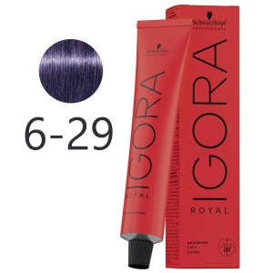 Schwarzkopf - Tintura Permanente Igora Royal 6-29 Biondo Scuro Fumo Viola 60 ml