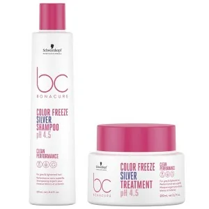 Schwarzkopf - Pack BC Bonacure Clean Color Freeze Shampoing pour Cheveux Gris 250 ml + Traitement des Cheveux Gris 200 ml