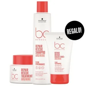 Schwarzkopf - Pack BC Bonacure Clean Repair Rescue Champú 250 ml + Acondicionador 200 ml + Tratamiento 200 ml