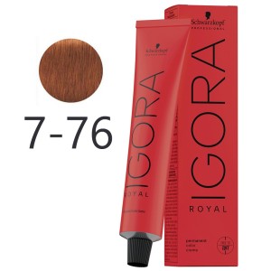 Schwarzkopf - Tinte Permanente Igora Royal 7-76 Rubio Medio Cobrizo Marrón 60 ml