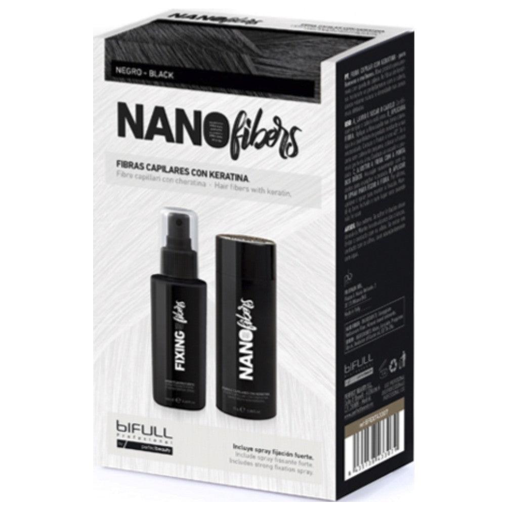 Bifull - Nano Fibras Capilares con Spray de Fijación Fuerte Color Negro 100 ml + 25 g - BFEXT43304