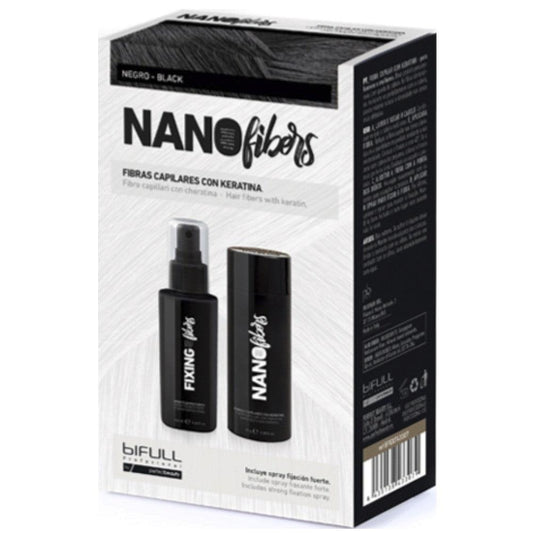 Bifull - Nano Fibras Capilares con Spray de Fijación Fuerte Color Negro 100 ml + 25 g - BFEXT43304