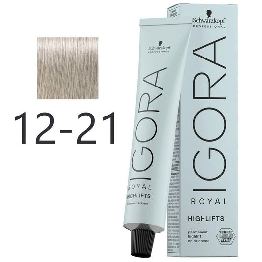 Schwarzkopf - Tinte Superaclarante Igora Royal Highlifts 12-21 Rubio Platino Humo Ceniza 60 ml