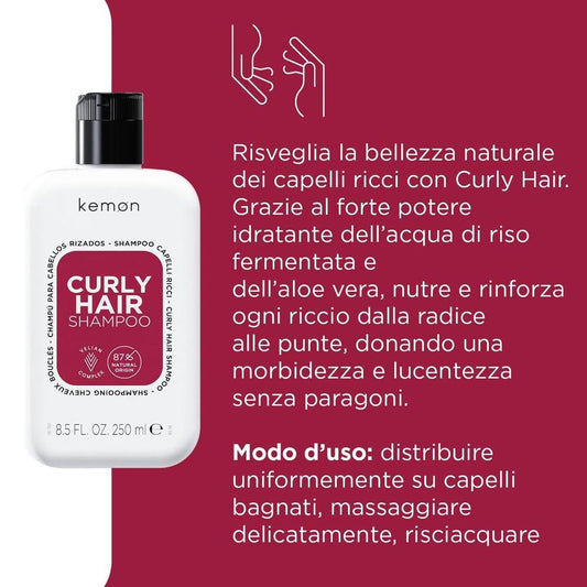 Kemon - Champú para Cabellos Rizados Hair Care Curly Hair 250 ml
