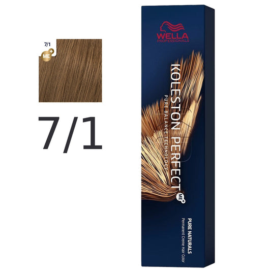 Wella - Crema Permanente Koleston PerfectMe+ 7/1 Rubio Medio Ceniza 60 ml