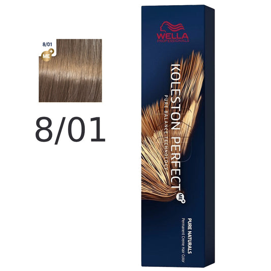 Wella - Crema Permanente Koleston PerfectMe+ 8/01 Rubio Claro Natural Ceniza 60 ml