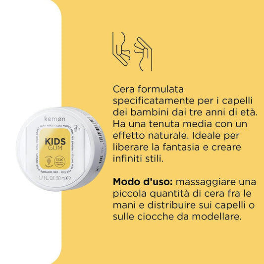 Kemon - Cera Modeladora para Niños Hair Care Kids Gum 50 ml