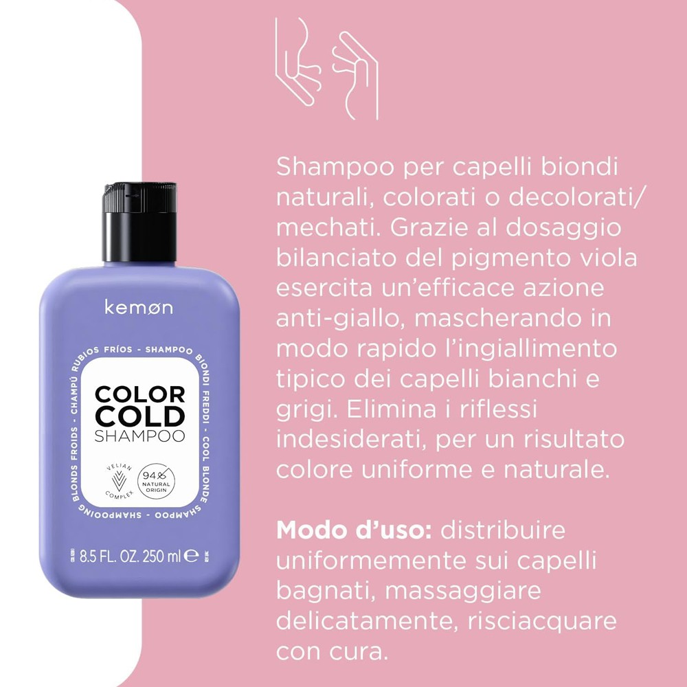 Kemon - Champú Rubios Fríos Hair Care Color Cold 250 ml