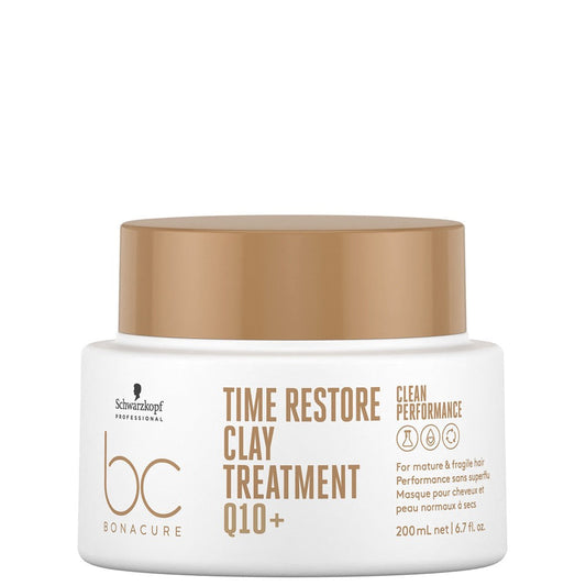 Schwarzkopf - Mascarilla de Arcilla Antiedad BC Bonacure Clean Q10+ Time Restore 200 ml